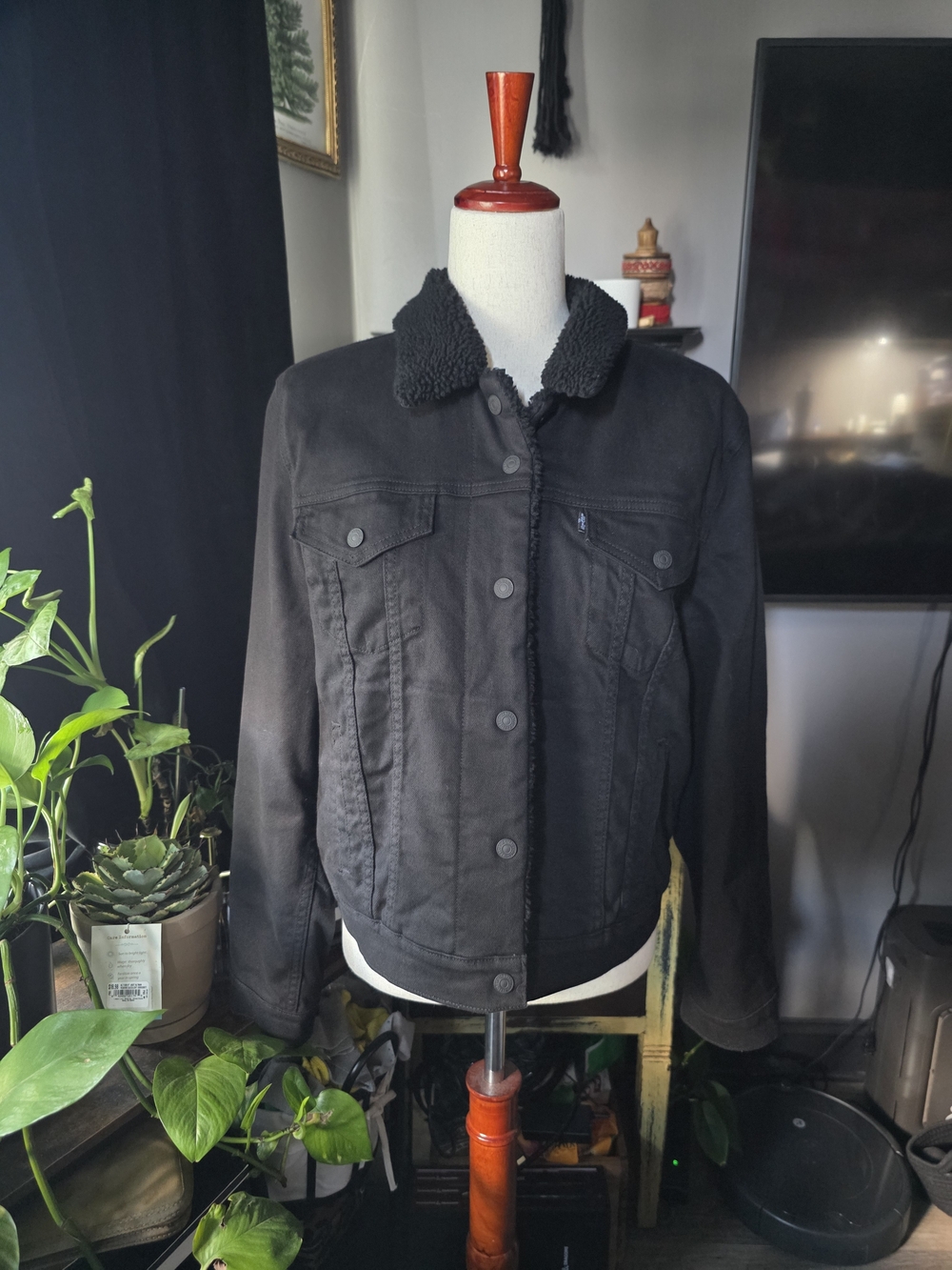 Levi's Black Sherpa Collar Denim Jacket Size M- Women's